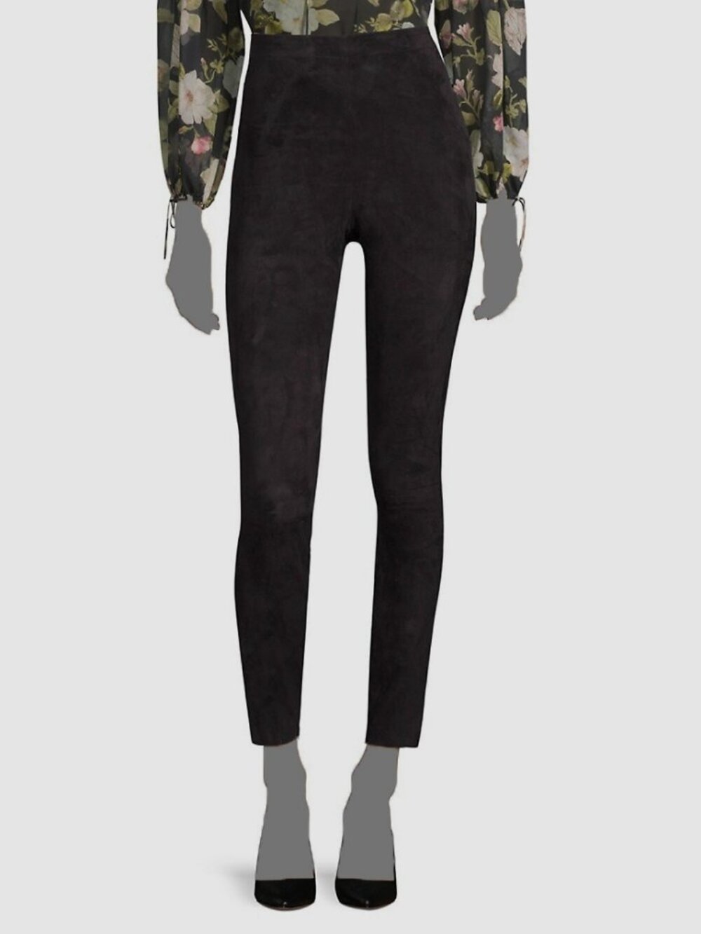 Alice + Olivia Women's Black Maddox High-Waist Side-Zip Suede Leggings Size 2